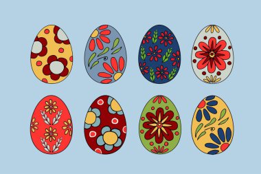 Paskalya yumurtaları. Paskalya. Bahar. Stok illüstrasyonu.