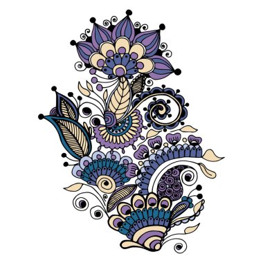 Çiçek tasarımı, Ukrayna etnik tarzı. İzole edilmiş beyaz. Stok illüstrasyonu.