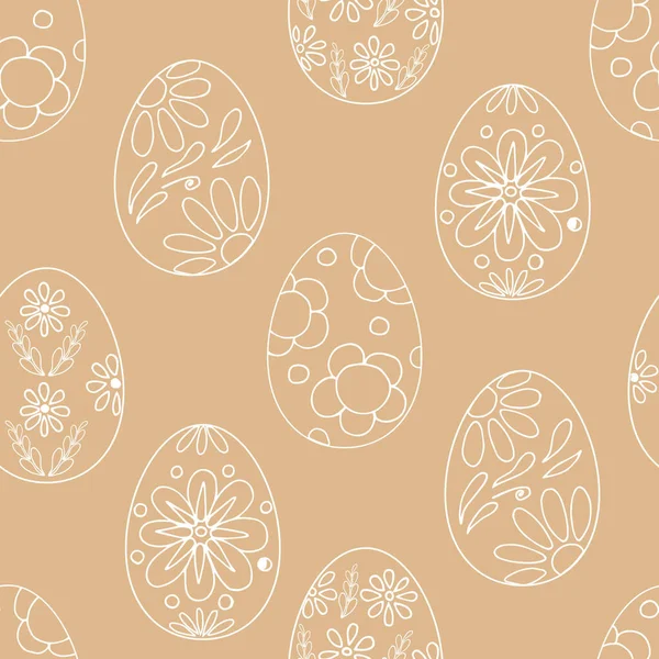 Seamless Easter Eggs Pattern Line Art Stock Illustration Design Wallpaper — Stock Vector