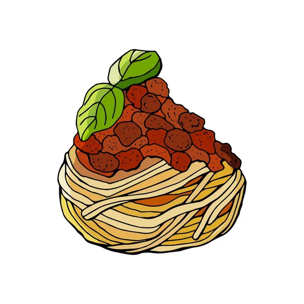 Pasta Carbonara Cozinha Italiana Estilo Dos Desenhos Animados Ilustração Stock — Vetor de Stock