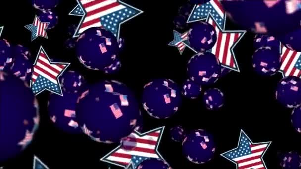 Farklı Olaylar Için Döngülenmiş Amerikan Bayrakları Arkaplanı — Stok video