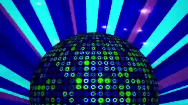 Diskolar Kulüpler Benzerleri Için Döngülü Disco Ball Sunburst Animasyonu — Stok video