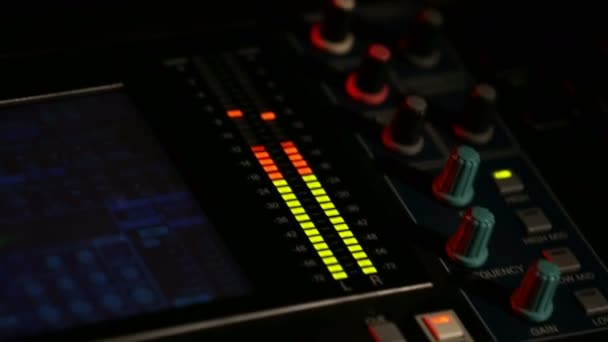 Audio Control Desk Beelden Voor Verschillende Projecten Studio Detail — Stockvideo