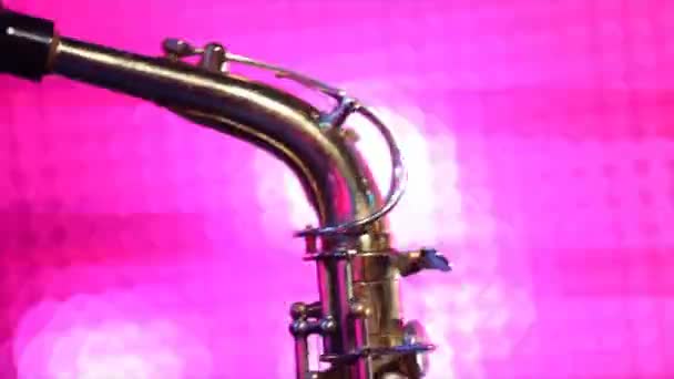 Saxophon Spielt Konzert Bühnenmaterial Für Verschiedene Projekte Studio Detail — Stockvideo