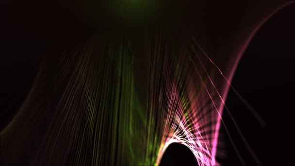 4K Forme Particules et profondeur de champ galaxie abstraite, espace, fond de nébuleuse. Agitant des rayons lumineux bleus, hors foyer lentement belle surface cosmos magique sombre micro monde cyber holographique .