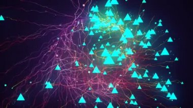 Dijital ağ teknolojisinin yükselen veri iletişiminin (doğum) arkaplan hareketli grafik tasarımı yüksek teknoloji görselleştirmeleri ve bilgilendirme bilgileri bilgi web grafikleri veri bulutu.