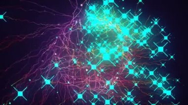 Dijital ağ teknolojisinin yükselen veri iletişiminin (doğum) arkaplan hareketli grafik tasarımı yüksek teknoloji görselleştirmeleri ve bilgilendirme bilgileri bilgi web grafikleri veri bulutu.
