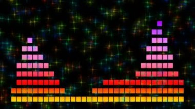 Ses Equalizer çubukları ses dalgaları tasarlar, konser, parti, gece kulübü, TV şovu, müzik festivali, dj, başlık, dvd, vj haritalama için disko grafik hareket arkaplanı oluşturur. Öndeki ekranlarda çok güzel görünüyor..