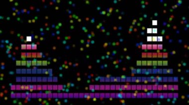 Ses Equalizer çubukları ses dalgaları tasarlar, konser, parti, gece kulübü, TV şovu, müzik festivali, dj, başlık, dvd, vj haritalama için disko grafik hareket arkaplanı oluşturur. Öndeki ekranlarda çok güzel görünüyor..
