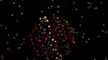 Yaratıcı soyut parçacıkların uzayı animasyonu. Satır arkaplanı, başlıklı ekranlar için Vj döngü hareketi grafiği, vj haritalama, performans, sunum, TV programı, konserler ve başlıklar. DJ disko partisi festivali.