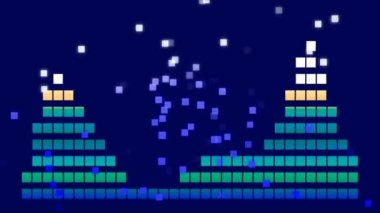Ses Equalizer çubukları ses dalgaları tasarlar, konser, parti, gece kulübü, TV şovu, müzik festivali, dj, başlık, dvd, vj haritalama için disko grafik hareket arkaplanı oluşturur. Öndeki ekranlarda çok güzel görünüyor..