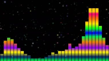 Ses Equalizer çubukları ses dalgaları tasarlar, konser, parti, gece kulübü, TV şovu, müzik festivali, dj, başlık, dvd, vj haritalama için disko grafik hareket arkaplanı oluşturur. Öndeki ekranlarda çok güzel görünüyor..