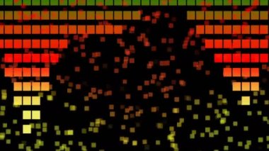 Ses Equalizer çubukları ses dalgaları tasarlar, konser, parti, gece kulübü, TV şovu, müzik festivali, dj, başlık, dvd, vj haritalama için disko grafik hareket arkaplanı oluşturur. Öndeki ekranlarda çok güzel görünüyor..