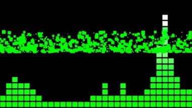 Ses Equalizer çubukları ses dalgaları tasarlar, konser, parti, gece kulübü, TV şovu, müzik festivali, dj, başlık, dvd, vj haritalama için disko grafik hareket arkaplanı oluşturur. Öndeki ekranlarda çok güzel görünüyor..