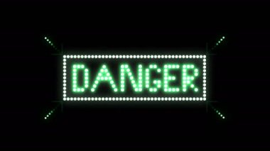 Tehlike Metni İşaretli Kusursuz Döngü Canlandırma Ampulleri LED pikseller, yanıp sönen ışıklar reklam pankartı. Hafif Metin. Dijital Ekran. Portföyümde daha fazla TEXTS mevcut. 