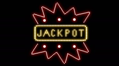 Jackpot Metni İşaretli Kusursuz Döngü Animasyon Ampulleri LED pikseller, yanıp sönen ışıklar reklam pankartı. Hafif Metin. Dijital Ekran. Portföyümde daha fazla TEXTS mevcut. 