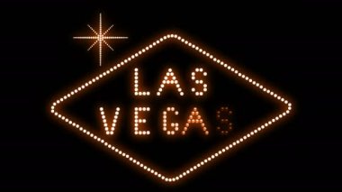 Las Vegas Metin Tabelası Kusursuz Döngü animasyon ampulleri LED pikseller, yanıp sönen ışıklar reklam pankartı. Hafif Metin. Dijital Ekran. Portföyümde daha fazla TEXTS mevcut. 