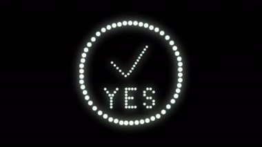 Evet Metin İşareti Kusursuz Döngü animasyon ampulleri LED pikseller, yanıp sönen ışıklar reklam pankartı. Hafif Metin. Dijital Ekran. Portföyümde daha fazla TEXTS mevcut. 