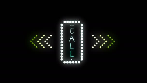 Call Text Sign Seamless Loop Animation Bulbs Led Pixels Light — Stock Video