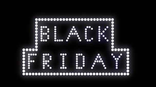 Black Friday Text Sign Seamless Loop Animation Bulbs Led Pixels — Stock Video