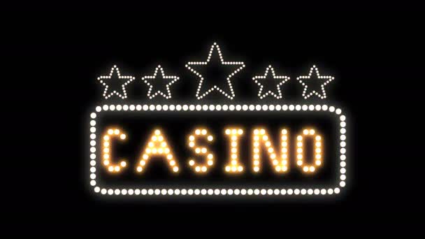 Casino Signo Texto Bombillas Animación Seamless Loop Pixeles Led Luces — Vídeos de Stock