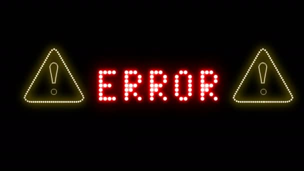 Error Text Sign Seamless Loop Animation Lampen Led Pixel Licht — Stockvideo