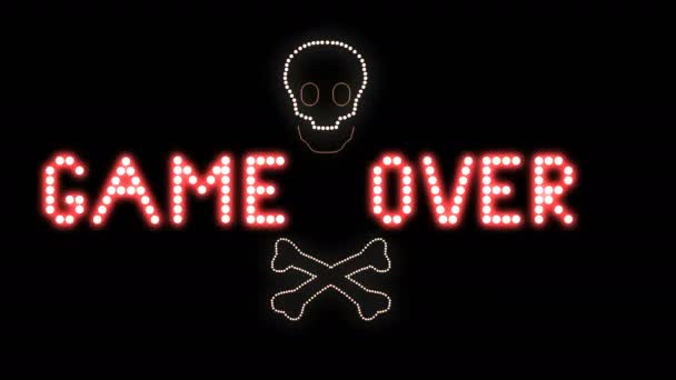 Game Text Sign Naadloze Lus Animatie Lampen Led Pixels Licht — Stockvideo