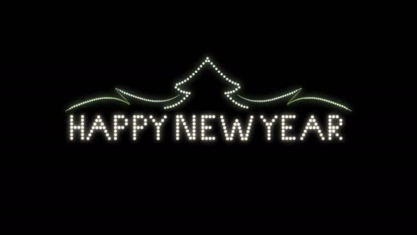 Szczęśliwego Nowego Roku Znak Tekstowy Bezszwowe Żarówki Animacyjne Pętli Led — Wideo stockowe