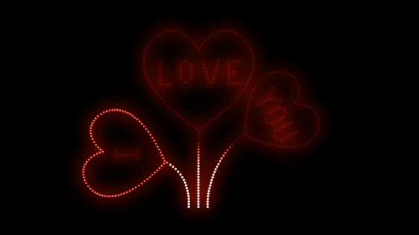 Love You Textskylt Sömlös Loop Animation Glödlampor Led Pixlar Ljus — Stockvideo