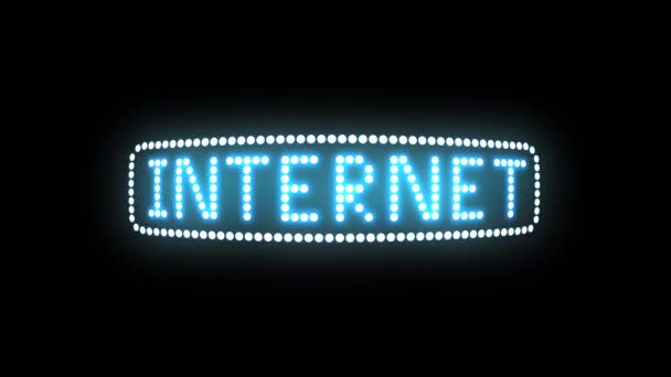 Internet Signo Texto Seamless Loop Bombillas Animación Píxeles Led Luz — Vídeo de stock