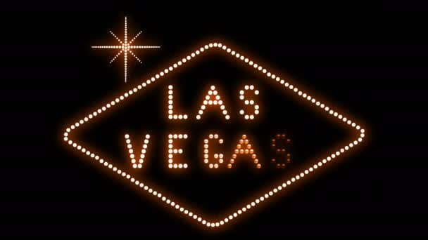 Las Vegas Tekstbord Naadloze Lus Animatie Lampen Led Pixels Licht — Stockvideo