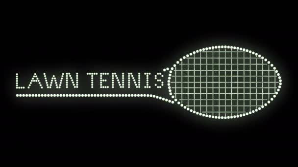 Lawn Tennis Assine Texto Lâmpadas Animação Sem Costura Loop Pixels — Vídeo de Stock