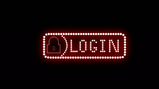 Вхід Текст Знак Безшовні Петлі Анімації Лампочки Світлодіодні Пікселі Світло — стокове відео