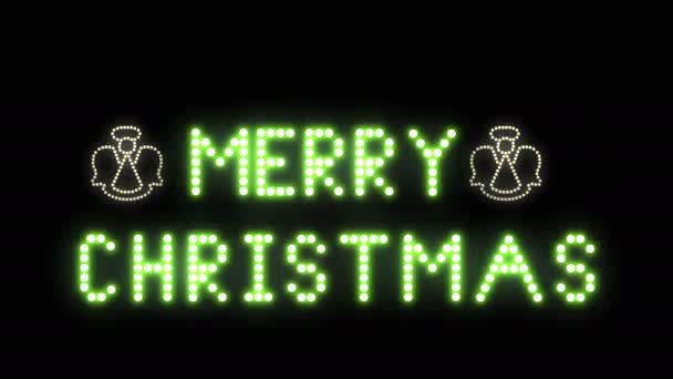 Веселые Рождественские Вывески Лампочки Мультипликации Пиксели Мигалки Мигалки Рекламного Баннера — стоковое видео