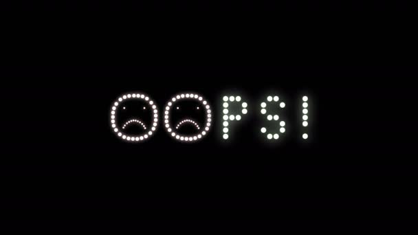 Oops Texte Signe Boucle Sans Couture Ampoules Animation Led Pixels — Video