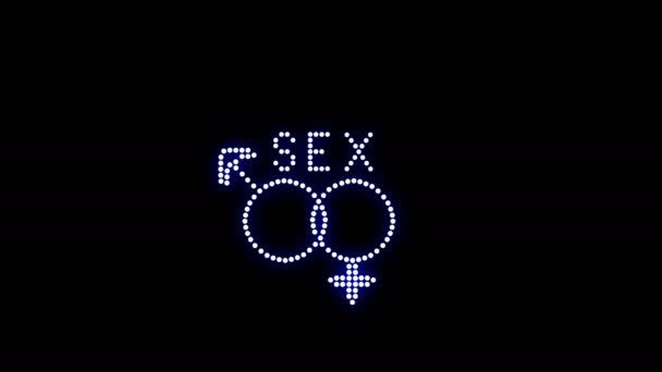 Sex Znak Tekstowy Płynne Żarówki Animacyjne Pętli Led Pikseli Migające — Wideo stockowe