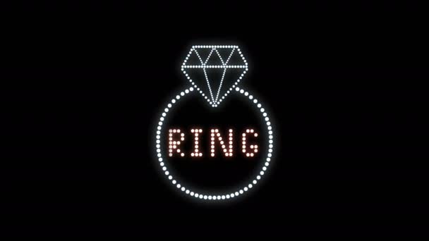 Ring Text Sign Bezešvé Animace Žárovky Led Pixely Blikající Světla — Stock video