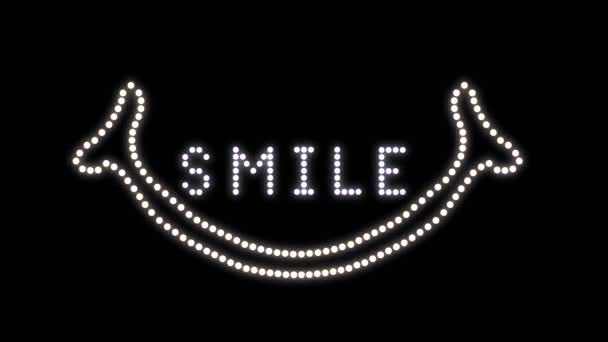 Smile Text Sign Lâmpadas Animação Sem Costura Loop Pixels Led — Vídeo de Stock