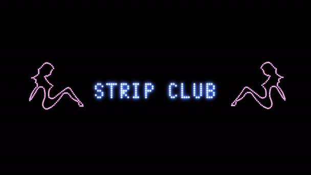 Strip Club Textschild Seamless Loop Animation Lampen Led Pixel Licht — Stockvideo