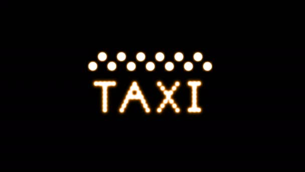 Taxi Signo Texto Bombillas Animación Seamless Loop Píxeles Led Luz — Vídeo de stock