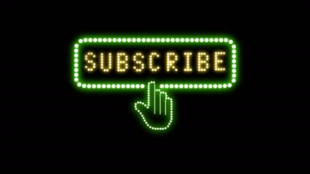 Subscribe Text Sign Seamless Loop Animation Bulbs Led Pixels Light — Stock Video