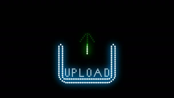 Upload Text Sign Seamless Loop Animation Bulbs Led Pixels Light — Stock Video