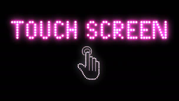 Tela Toque Assinatura Texto Lâmpadas Animação Sem Costura Laço Led — Vídeo de Stock