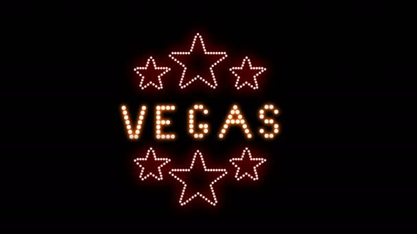 Vegas Signo Texto Bombillas Animación Seamless Loop Pixeles Led Luces — Vídeo de stock