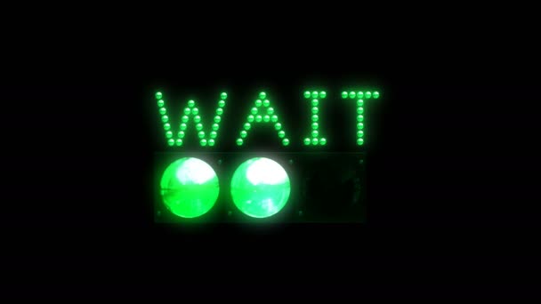 Wait Text Sign Bezešvé Animace Žárovky Led Pixely Blikání Světel — Stock video