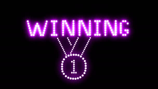 Winning Text Sign Ampoules Animation Boucle Sans Couture Led Pixels — Video