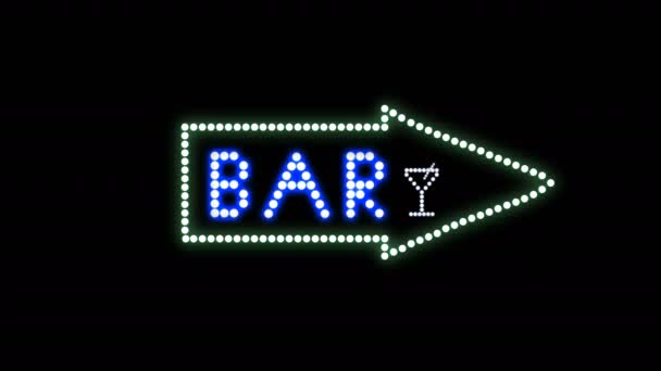 Bar Text Sign Λαμπτήρες Κίνησης Χωρίς Ραφή Led Pixels Φώτα — Αρχείο Βίντεο