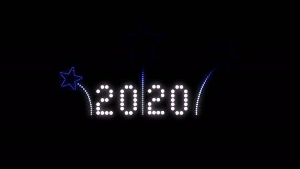 2020 Signo Texto Bombillas Animación Seamless Loop Pixeles Led Luces — Vídeos de Stock