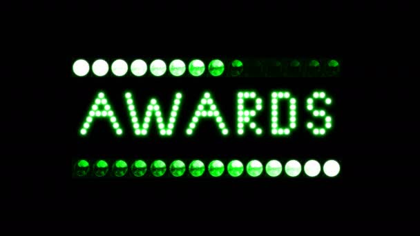 Awards Tekstbord Naadloze Lus Animatie Lampen Led Pixels Licht Knipperende — Stockvideo