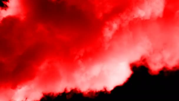 Abstrakte Blutrote Wolken Auf Schwarzem Dunklem Hintergrund — Stockvideo